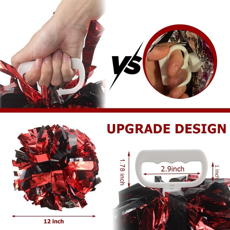 Hooshing 4PCS Pom Poms Cheerleading with Finger-Friendly Handle for Cheering Squad & Dance Team - Image 2